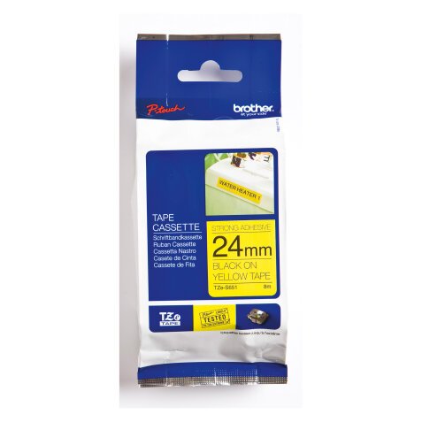 Brother Label tape TZES651 on Yellow 24 mm x 8 m