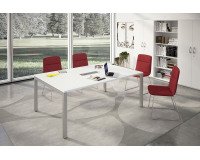 Tavolo riunioni Artexport Bridge Bianco gambe grigio alluminio 1.600 x 1.200 mm