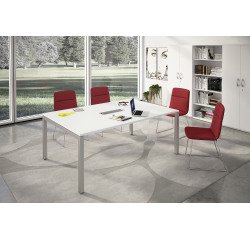 Tavolo riunioni Artexport Bridge Bianco gambe grigio alluminio 1.600 x 1.200 mm