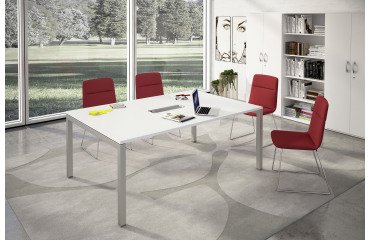 Tavolo riunione Bridge modulare con gambe a ponte in metallo l 160 x p 120 x h 74,6 cm