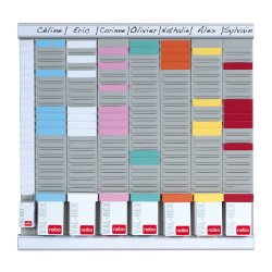 Nobo Wall Mountable T-Card Planning Kit Midi 48 x 48cm Silver