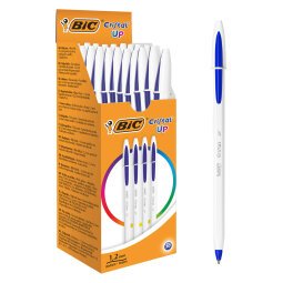 BIC Cristal UP Ballpoint Pen Grip Medium 0.6 mm Black Pack of 20