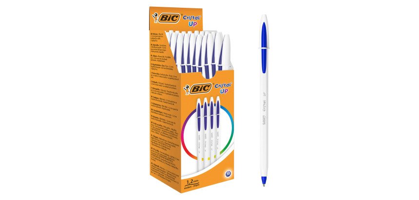 BIC Cristal UP Ballpoint Pen Grip Medium 0.6 mm Black Pack of 20