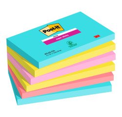 Post-it Miami Super Sticky Notes 127 x 76 mm Assorted Colours Rectangular 6 Pads of 90 Sheets