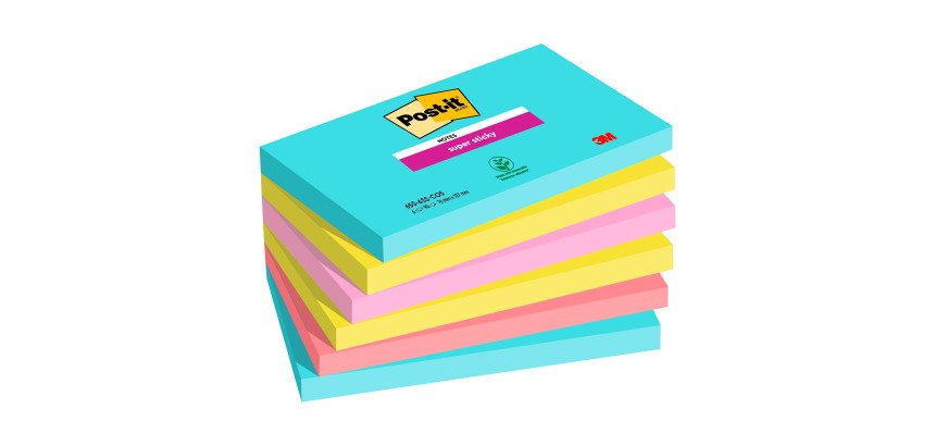 Post-it Miami Super Sticky Notes 127 x 76 mm Assorted Colours Rectangular 6 Pads of 90 Sheets