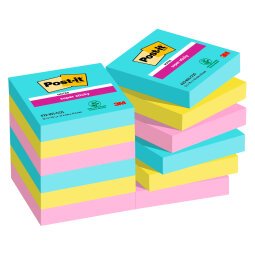 Post-it Super Sticky Notes 47.6 x 47.6 mm Assorted Square 12 Pads of 90 Sheets