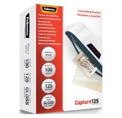Buste Pouches per plastificazione Fellowes A6 125 micron finitura lucida in conf. da 100 pz