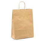 Buste shopper con cordino – carta Biokraft colore avana - Dimensioni (H x L x P): 34,5 x 26 x 11 cm - 25 unità