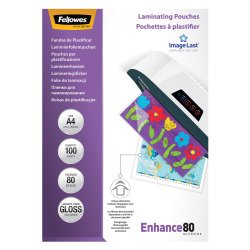 Fellowes ImageLast Enhance Laminating Pouch A4 Glossy 2 x 80 (160 Microns) Transparent Pack of 100