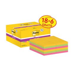 Post-it Super Sticky Assortiti 47,6 x 47,6 mm Confezione convenienza 18+6 unità da 90 fogli