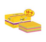 Post-it Super Sticky Assortiti 47,6 x 47,6 mm Confezione convenienza 18+6 unità da 90 fogli