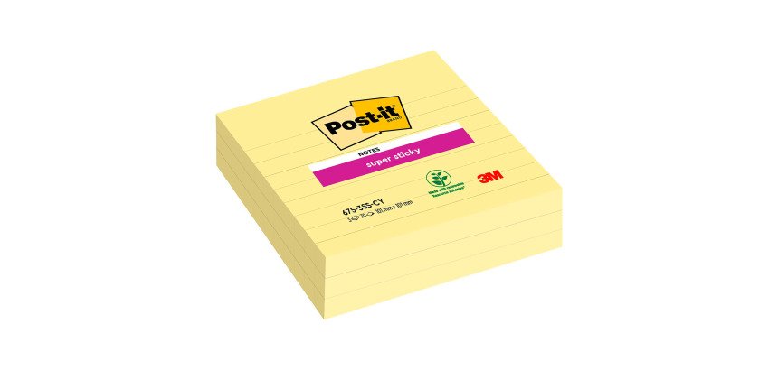 Post-it Super Sticky Giallo Canary a righe 101 x 101 mm 3 unità da 70 fogli