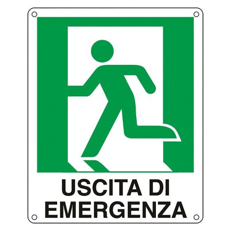 Cartelli Segnalatori Uscita di emergenza a sinistra 31 x 25 cm