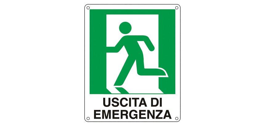Cartelli Segnalatori Uscita di emergenza a sinistra 31 x 25 cm