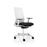 Sedia direzionale ergonomica Light con schinale in rete nero Unisit seduta bianca