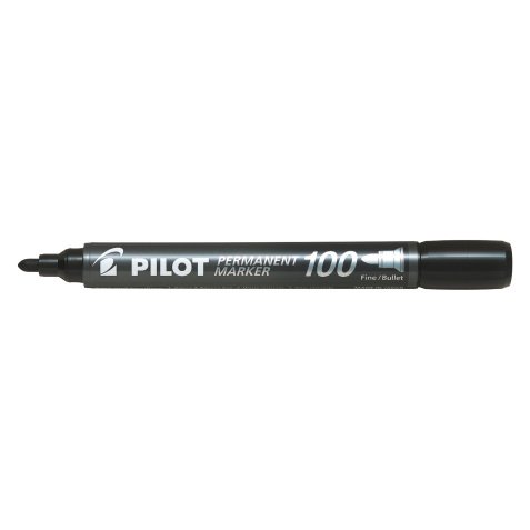 Pilot 100 Permanent Marker Fine Bullet Black Pack of 12