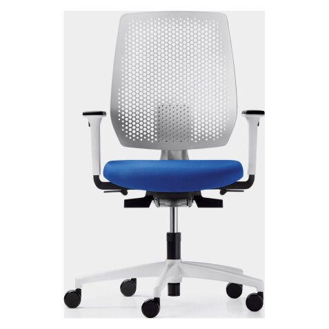 Sedia ergonomica Dauphin Speed-O bianco con seduta blu scuro