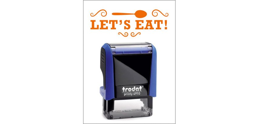 Timbro Trodat Printy 4910 "Let s eat" blu