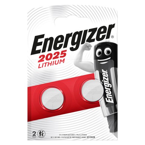 Energizer Button Cell Batteries CR2025 3V Lithium Pack of 2