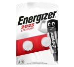 Energizer Button Cell Batteries CR2025 3V Lithium Pack of 2