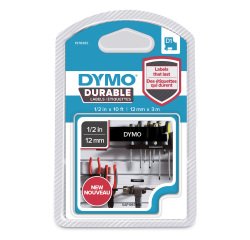 Dymo 1978365 Nastro Durable D1, 12 mm x 3 m, Bianco su nero