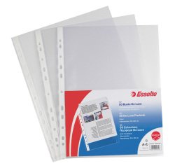 Buste a perforazione Universale Esselte Deluxe 22 x 30 cm trasparente polipropilene finitura liscia lucida spessore alto 50 unità