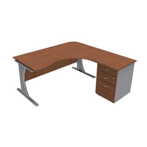 Scrivania orientamento destro + Cassettiera Mega Noce 1.620 mm x 725 mm