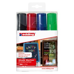 edding Chalk Marker E4090 Black / Blue / Red / Green Pack 4