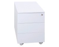 Cassettiera Kubo Monoblocco In Metallo su Ruote a 3 Cassetti, Colore Bianco, Fornita Montata