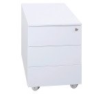 Cassettiera Kubo Monoblocco In Metallo su Ruote a 3 Cassetti, Colore Bianco, Fornita Montata