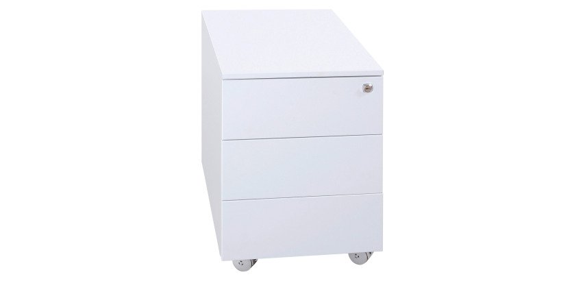 Cassettiera Kubo Monoblocco In Metallo su Ruote a 3 Cassetti, Colore Bianco, Fornita Montata