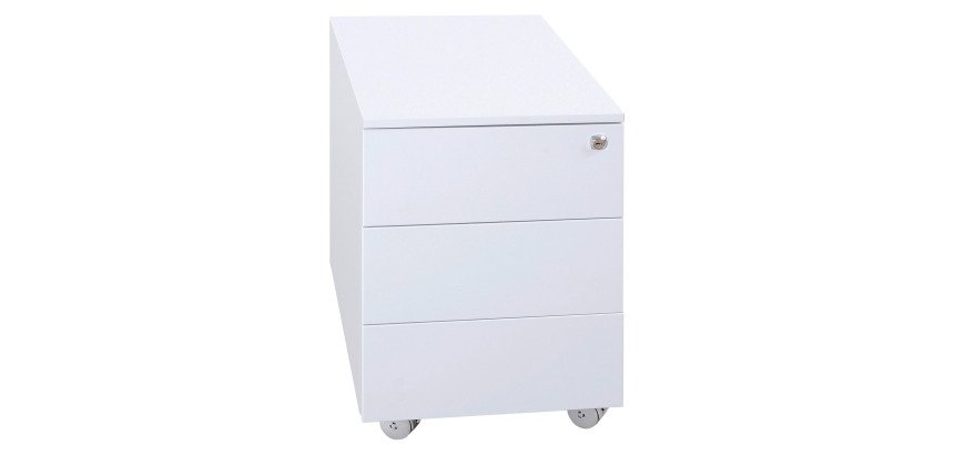 Cassettiera Kubo Monoblocco In Metallo su Ruote a 3 Cassetti, Colore Bianco, Fornita Montata
