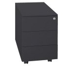 Cassettiera Kubo Monoblocco In Metallo su Ruote a 3 Cassetti, Colore Nero, Fornita Montata