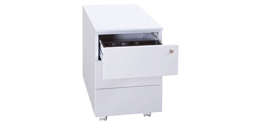 Cassettiera Kubo Monoblocco In Metallo su Ruote a 3 Cassetti, Colore Grigio, Fornita Montata