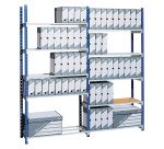 Paperflow Rang'Eco base and combination module shelf blue l 100 x d 34 x h 200 cm with optional shelves and shelf covers