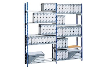 Scaffale modulo base ed aggiuntivo Paperflow Rang'Eco blu l 100 x p 34 x h 200 cm con ripiani e copriripiano opzionali