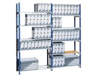 Paperflow Rang'Eco base and combination module shelf blue l 100 x d 34 x h 200 cm with optional shelves and shelf covers
