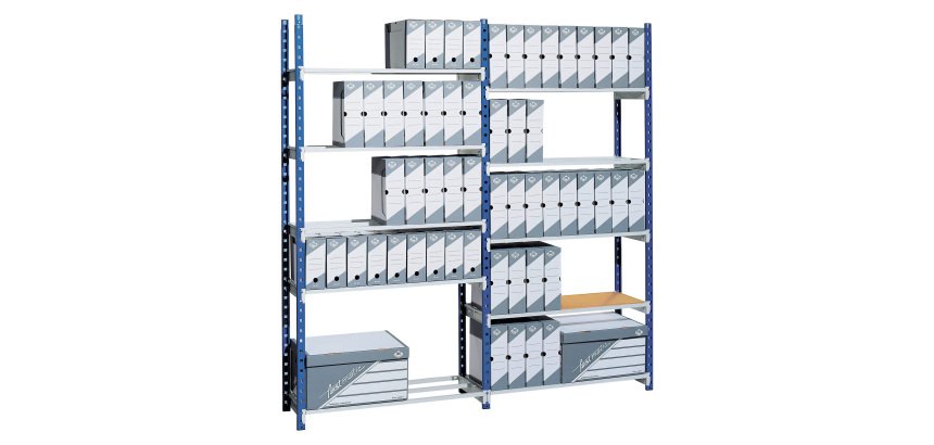 Paperflow Rang'Eco base and combination module shelf blue l 100 x d 34 x h 200 cm with optional shelves and shelf covers