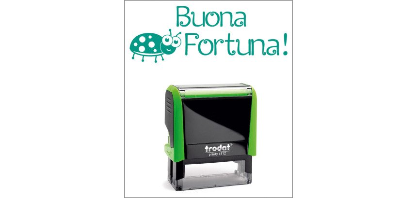 Timbro Trodat Printy 4912 "Buona fortuna" verde