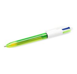 Penna a sfera a scatto BIC 4 Colori Fluo, inchiostri nero blu rosso 1mm, giallo fluo, 1,6mm