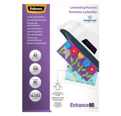 Fellowes ImageLast Enhance Laminating Pouch A3 Glossy 2 x 80 (160 Microns) Transparent Pack of 100