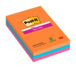 Post-it Bangkok Super Sticky Large  Notes 101 x 152 mm Assorted Colours Rectangular Ruled 3 Pads of 90 Sheets