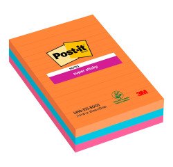 Post-it Bangkok Super Sticky Large  Notes 101 x 152 mm Assorted Colours Rectangular Ruled 3 Pads of 90 Sheets