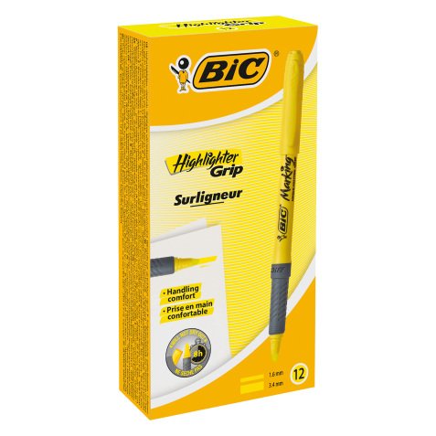 Evidenziatore BIC a scalpello Highlighter grip giallo 12 pezzi