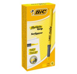 BIC Grip Highlighter Yellow Medium Chisel 1.6-3.3 mm Pack of 12