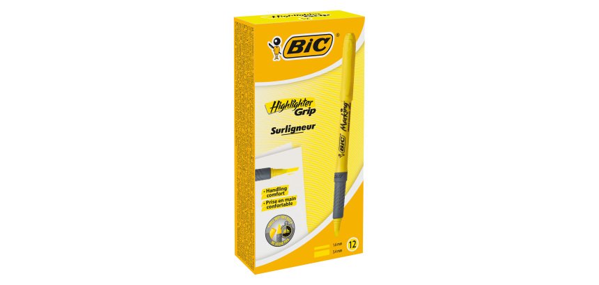 Evidenziatore BIC a scalpello Highlighter grip giallo 12 pezzi