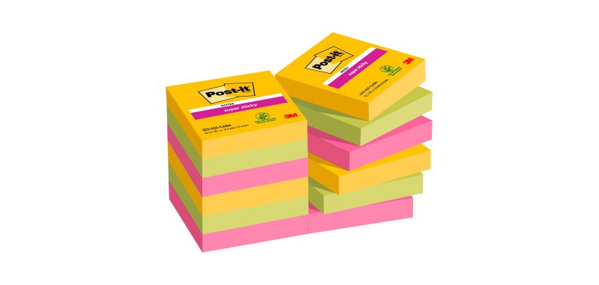 2+1 Confezioni Post-it super sticky Carnival 47,6 x 47,6 mm 90 ff 12 unità 1 confezione in omaggio