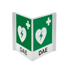Cartello bifacciale per defibrillatore, 34 x 36 cm