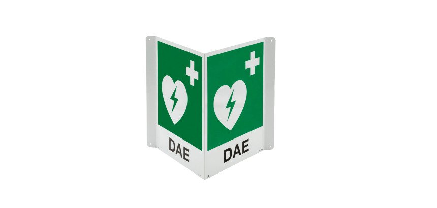 Cartello bifacciale per defibrillatore, 34 x 36 cm
