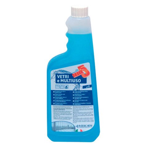 Detergente profumato per vetri e superfici dure Interchem UNI5 VETRI E MULTIUSO 750 ml
